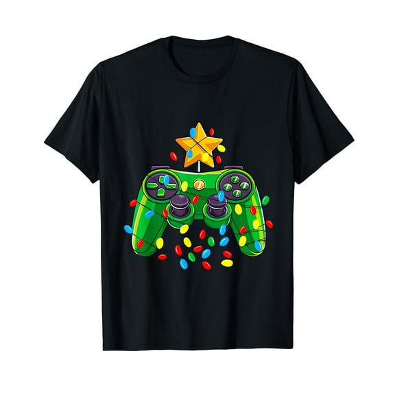 Christmas Tree Star Controller Gamer Unisex Graphic Tee Shirt