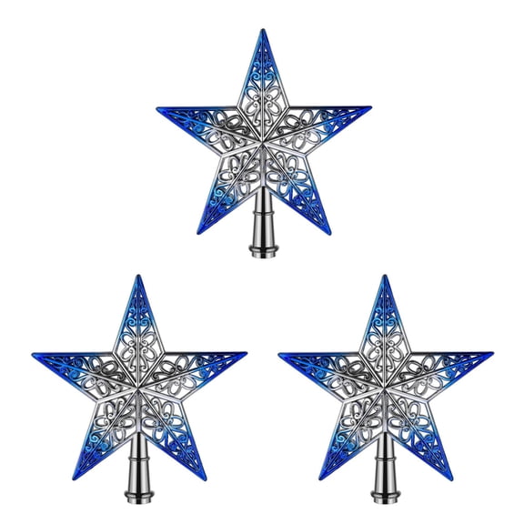 PartyKindom Christmas Tree Topper 5-Point Star Glittered Multi-Color 3Pcs