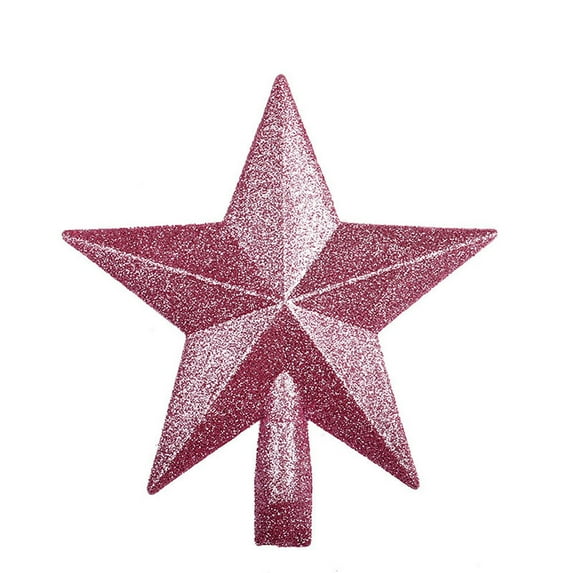 Christmas Tree Star Topper, 5.9 Inch Glitter Star Tree Topper,Xmas Star Tree Decorations,Xmas Star Tree Topper Decorations,Christmas Tree Topper Decor for Holiday Home Outdoor Ornament,(Pink,5.9 in)