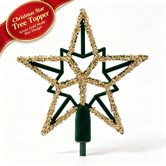 Christmas Tree Star Topper, Lighted Christmas Tree Topper Star with Warm Light, Luminous PVC Pentagram Christmas Tree Decorations, Holiday Tree Top Star by MPOISVA