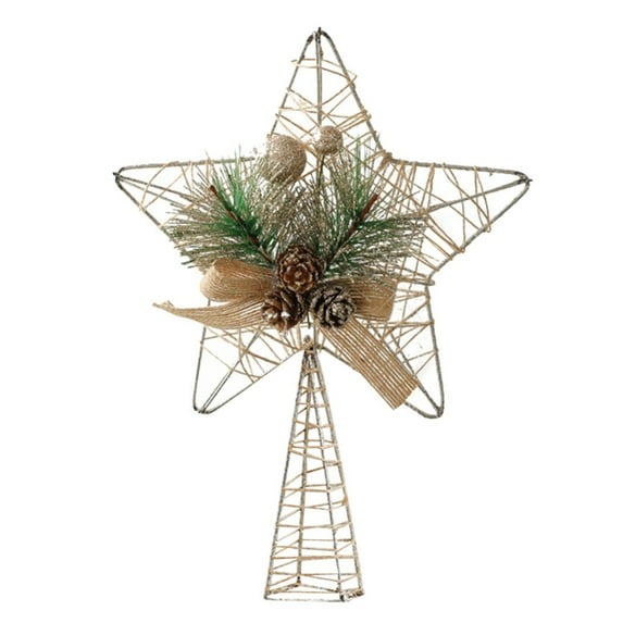 Christmas Tree Star Topper, Red Berry Pinecone Star Christmas Tree Topper
