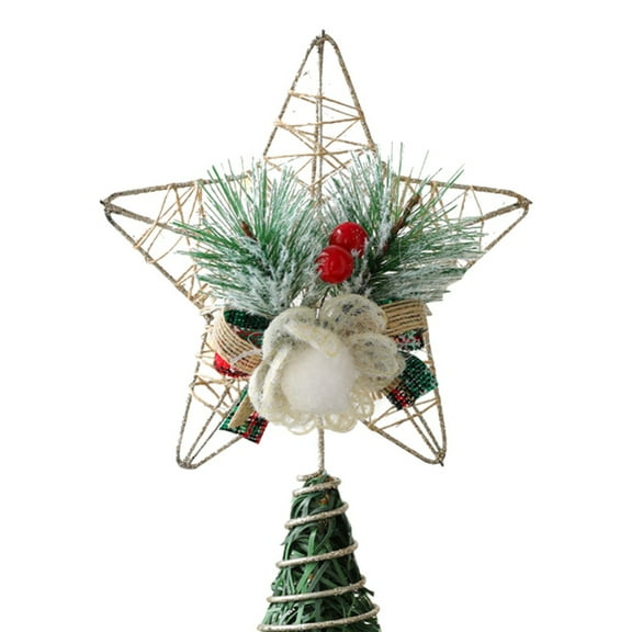 Christmas Tree Star Topper, Red Berry Pinecone Star Christmas Tree Topper