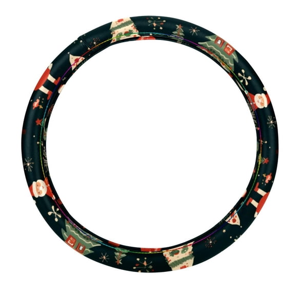 Christmas Tree Steering Wheel Cover, Car Wheel Cover, Steering Wheel Cover - 14.5 Inch, Printing, PVC Leather, Auto Accessories