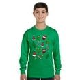 thumbnail image 1 of Christmas Tree Stocking Pattern Xmas Long Sleeve Shirts for Kids - Youth XS S M L XL - Merry Christmas Holiday Funny Xmas Tee for Boys for Girls, 1 of 2