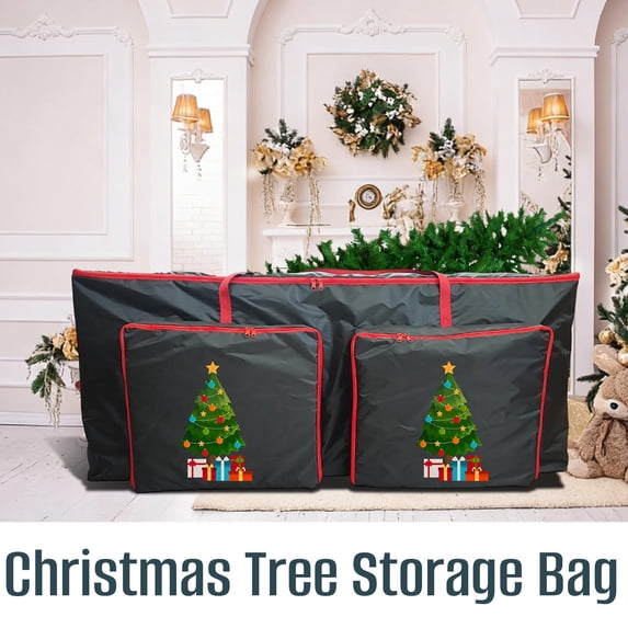 Christmas Tree Storage Bag 6-7FT Heavy Duty Waterproof Oxford Fabric Dual Zipper Artificial Tree Garland Wreath Dustproof Tear Resistant Attic Garage Storage