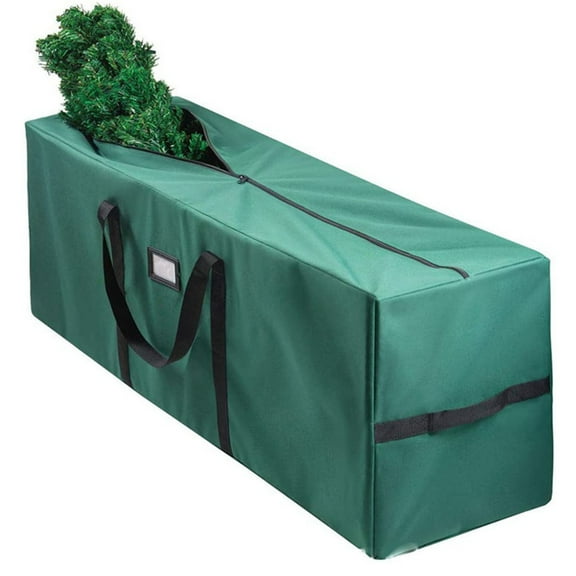 Christmas Tree Storage Bag - 600D Oxford - Reinforced Handles, Dual Zipper, Label & Side Pocket - Protection From Dust, Water - Green, 50"x15"x20"
