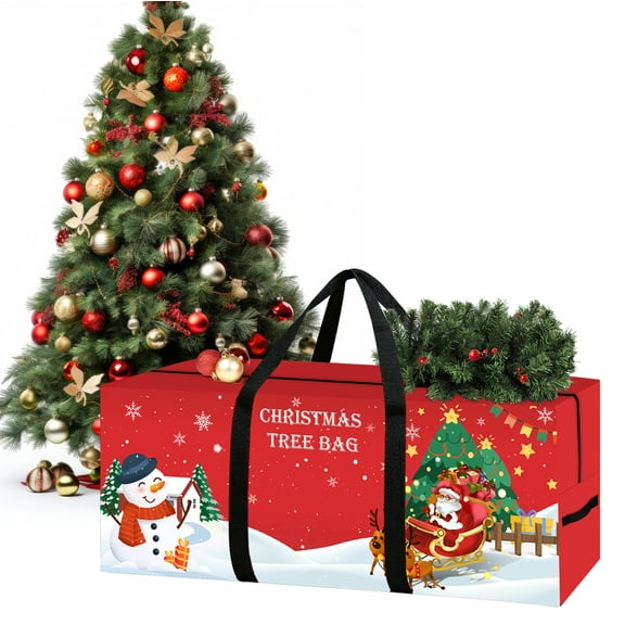 Christmas Tree Storage Bag 7.5 Ft Large Christmas Tree Bag with Reinforced Handles & Dual Zippers Wide Opening, Heavy Duty Oxford Fabric Xmas Ornament Storage Box Protects From Moisture, Dust
