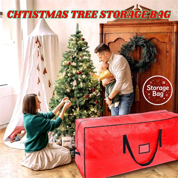 Christmas Tree Storage Bag, Dustproof Durable Heavy Duty Fabric, Wide Zipper Opening, Reinforced Handles, Stores Artificial Trees, Tear Resistant Fabric for Home Seasonal Stow