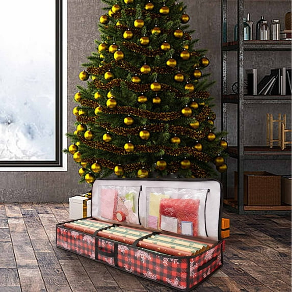 Christmas Tree Storage Bag, Festive Season Christmas Decorations Storage Box, Heavy Duty Storage Bag with Double Stitched Zip and Carry Handles, Xmas Tree Storage Bag H 105x36.5x16cm