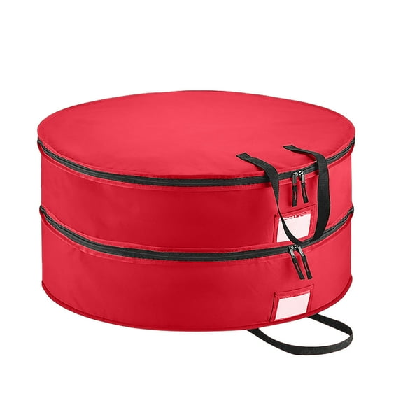 Christmas Tree Storage Bag, Fits Up 30 In Tall Artificial Trees-Heavy Duty Holiday Storage Box with Durable Reinforced Handles & Zipper & Transparent Pocket- 600D Oxford Tree Storage Container, Red