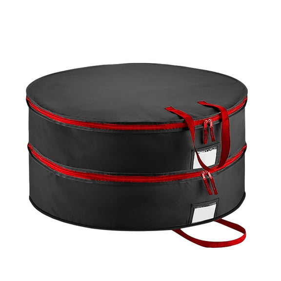 Christmas Tree Storage Bag, Fits Up 30 In Tall Artificial Trees-Heavy Duty Holiday Storage Box with Durable Reinforced Handles & Zipper & Transparent Pocket- 600D Oxford Tree Storage Container, Red