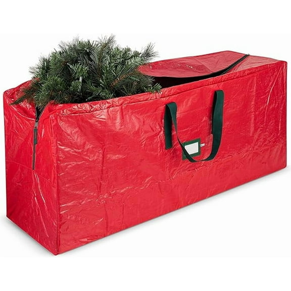 Christmas Tree Storage Bag - Fits 7.5 Ft Artificial Trees - Waterproof Christmas Tree Bag - Strong, Durable Handles - Labeling Card Slot - Red
