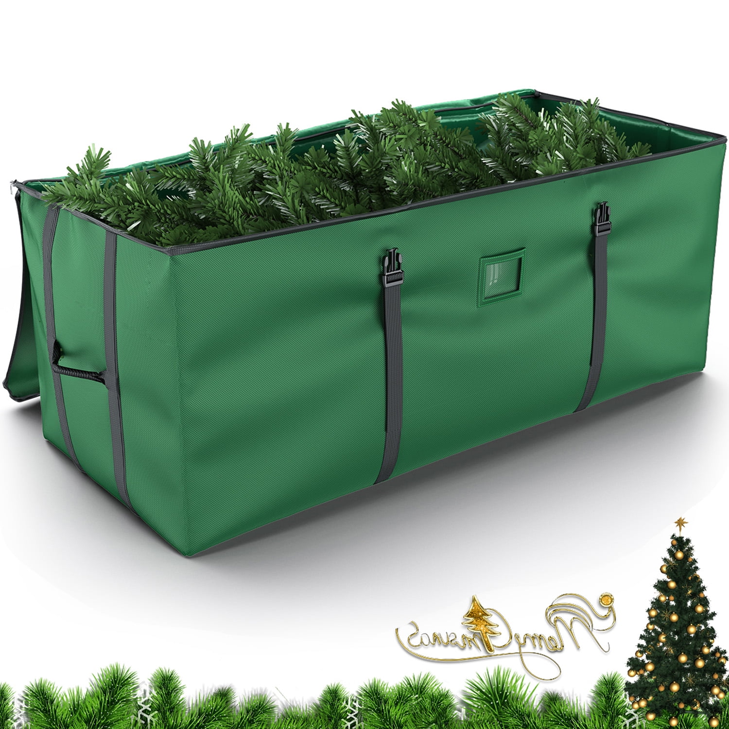 Holiday Adjustable Ornament Storage Bag - Fits Up to 6-24 Pieces, Heavy Duty Poly, 3-Year Warranty - Elite Plus, Green - Covermates