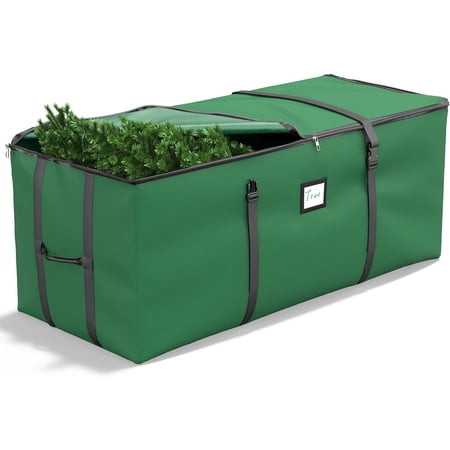 Christmas Tree Storage Bag, Fits Up to 9 Ft Artificial Christmas Tree with Buckle Straps & Dual Zippers & Handles, 600D PVC Durable Waterproof Material ,Green