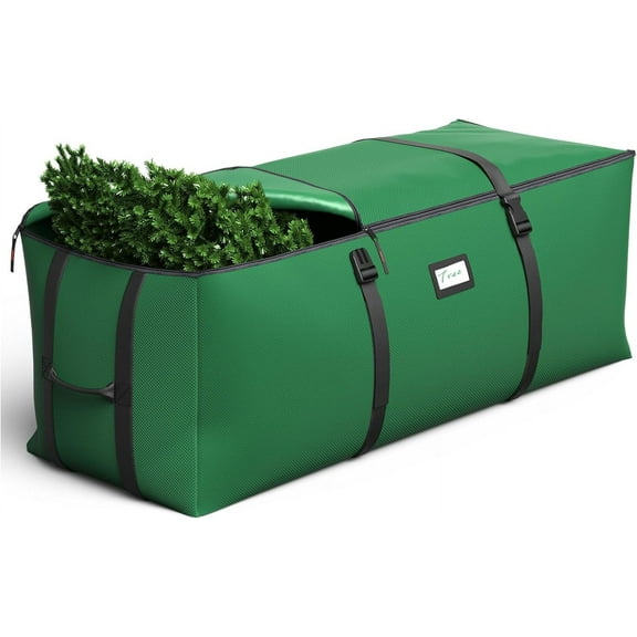Christmas Tree Storage Bag, Fits Up to 9 Ft Artificial Christmas Tree with Buckle Straps & Dual Zippers & Handles, 600D PVC Durable Waterproof Material ,Green
