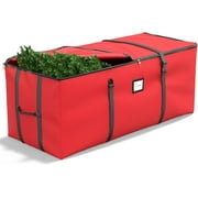 Christmas Tree Storage Bag, Fits Up to 9 Ft Artificial Christmas Tree with Buckle Straps & Dual Zippers & Handles, 600D PVC Durable Waterproof Material ,Red