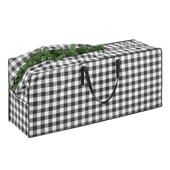 Christmas Tree Storage Bag Waterproof Christmas Tree Bag Black White Plaid Christmas Tree Storage Container Reinforced Handles Dual Zippers