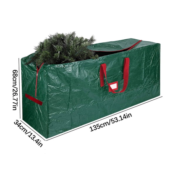 Christmas Tree Storage Bag Waterproof Space Saving Storage Cover with PE Woven Fabric Transparent Window Card Slot Gift Wrap Organizer 65x15x30 Inch