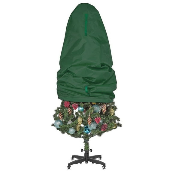 Christmas Tree Storage Bag with Zipper Adjustable Straps Waterproof Foldable Cover for Artificial Tree Protection Dust Dirt Resistant Easy Installation for Garage Attic Closet Storage Deep Green