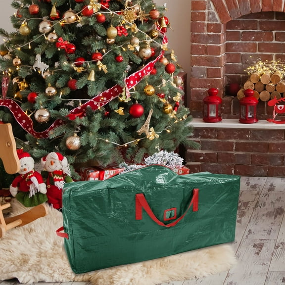 Christmas Tree Storage Bag, Zippered Bag with Carry Handles, Large Christmas Tree Storage Bag, Plastic Waterproof Christmas Tree Storage Container Bin, Strong Durables Handle, 165*38*76CM