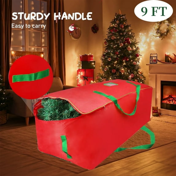 Christmas Tree Storage Bag for 9ft Artificial Trees with Double Zippers and Reinforced Handles - Extra Large Container ,Red