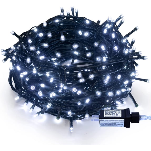 Christmas Tree String Lights - 320 LED 115ft/35m End-to-End Plug in Indoor/Outdoor Waterproof Decorative Fairy Twinkle Lights with 8 Modes for Halloween/Wedding/Room/Patio/New Year/Home - Cool White