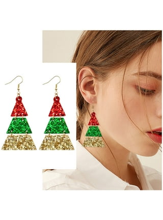 Christmas Tree Leather Earrings