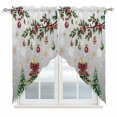 thumbnail image 1 of Christmas Tree Swag Curtains for Kitchen/Bedroom/Living Room, Grey Retro Winter Ball Berry Snowflakes Scalloped Curtains 63 Inch Long, Window Swag Topper Curtains Valances 2 Panels Set 36"x63", 1 of 8