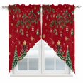 thumbnail image 1 of Christmas Tree Swag Valances for Windows 2 Pack, Kitchen Window Curtains 36 Inch Length, Red Winter Xmas Ball Berry Snowflakes Privacy Swag Curtains for Living Room/Bathroom with Rod Pocket 36"x36", 1 of 8