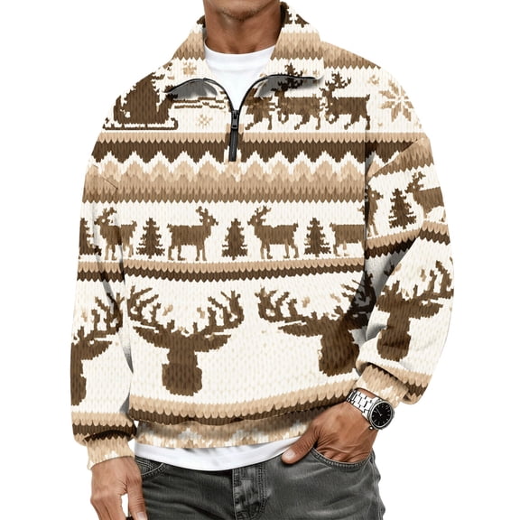 Christmas Tree Sweater Mens Quarter Zip Pullover Mock Neck Fall Winter Warm Casual Sweaters Fleece Slim Fit Fashion Lightweight Sweatshirt Long Sleeve Pullover Tops