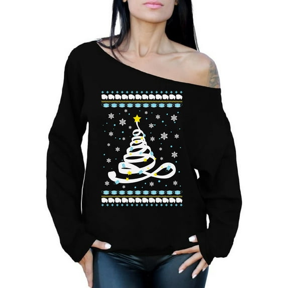 Christmas Tree Sweater for Women Xmas Tree Sweatshirt for Her Funny Christmas Tree Off Shoulder Sweater for Women Toilet Paper Sweater Paper Tree Top Christmas 2020 Sweater Xmas Gifts