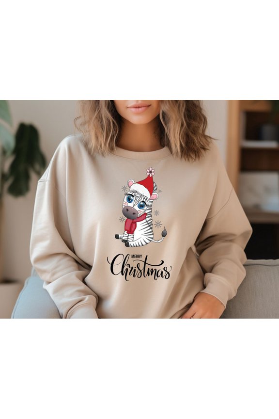 Christmas Tree Sweatshirt, Christmas Sweatshirt, Christmas Shirts for Women, Christmas Hoodie, Christmas Sweater, Zebra Christmas(SWT)