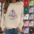 thumbnail image 1 of Christmas Tree Sweatshirt for Women All Booked For Christmas Long Sleeve Shirt Librarian Christmas Holiday Tops, 1 of 5