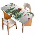 thumbnail image 1 of Christmas Tree Table Cloths for 3 Foot Rectangle Tables, Grey Retro Winter Ball Berry Snowflakes Patio Waterproof Elastic Fitted Tablecloths, Washable Rectangular Table Cover for Camping, 1 of 8