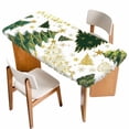 thumbnail image 1 of Christmas Tree Table Cloths for 3 Foot Rectangle Tables, White Green Xmas Tree Winter Patio Waterproof Elastic Fitted Tablecloths, Washable Rectangular Table Cover for Camping, 1 of 8