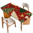 thumbnail image 1 of Christmas Tree Table Cloths for 5 Foot Rectangle Tables, Red Green Xmas Tree Winter Patio Waterproof Elastic Fitted Tablecloths, Washable Rectangular Table Cover for Camping, 1 of 8