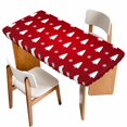 thumbnail image 1 of Christmas Tree Table Cloths for 5 Foot Rectangle Tables, Red Winter Xmas Snowflake Farmhouse Patio Waterproof Elastic Fitted Tablecloths, Washable Rectangular Table Cover for Camping, 1 of 8