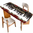 thumbnail image 1 of Christmas Tree Table Cloths for 8 Foot Rectangle Tables, Black Red Plaid Xmas Tree Snowflake Patio Waterproof Elastic Fitted Tablecloths, Washable Rectangular Table Cover for Camping, 1 of 8
