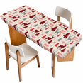 thumbnail image 1 of Christmas Tree Table Cloths for 8 Foot Rectangle Tables, Red Black Buffalo Plaid Xmas Elk Snowflake Patio Waterproof Elastic Fitted Tablecloths, Washable Rectangular Table Cover for Camping, 1 of 8