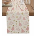 thumbnail image 1 of Christmas Tree Table Runner 72 Inches, Winter Xmas Pink Pine Snowflake on Linen Bed Runner Dresser Scarves Tabletop for Indoor Outdoor Parties/Ceremony/Banquet, 14" x 72", 1 of 8