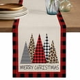 thumbnail image 1 of Christmas Tree Table Runner 72 Inches, Xmas Buffalo Plaid Leopard Print Retro Beige Bed Runner Dresser Scarves Tabletop for Indoor Outdoor Parties/Ceremony/Banquet, 18" x 72", 1 of 8