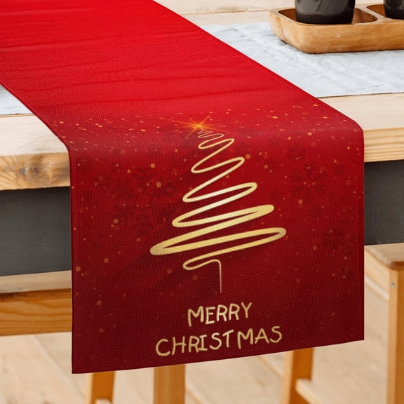 Christmas Tree Table Runner Farmhouse Style Red Table Runner Seasonal Winter Xmas Kitchen Decor for Indoor Outdoor Dining Living Room Wedding Kitchen Party Decorations 13 x 108 Inch