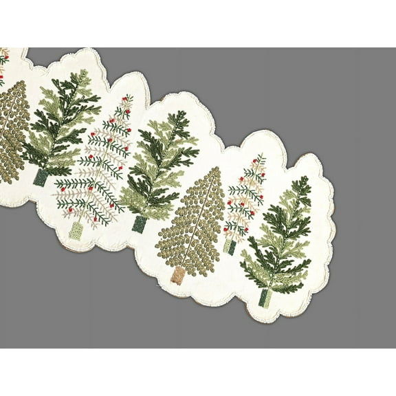 Christmas Tree Table Runner, Handmade Table Runner, Beaded Table Runner 13X36 Inch