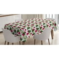thumbnail image 1 of Christmas Tree Tablecloth, Unusual Shapes Pattern with Tree Drawings Hearts and Triangles Holiday Vibe, Rectangle Satin Table Cover for Dining Room and Kitchen, 60" X 84", Multicolor, by Ambesonne, 1 of 2