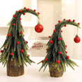 thumbnail image 1 of Christmas Tree Tabletop Decor, Bent Artificial Small Xmas Tree with Red Berries & Ornament Ball, Potted Christmas Centerpiece for Mantel, Shelf, Dining Table, Farmhouse Indoor Holiday Party Decor, 1 of 7
