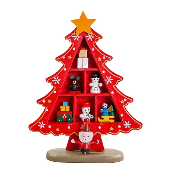 Christmas Tree Tabletop Ornaments Funny Table Desktop Decor DIY Decorations Table Top Tree Cute Wooden Xmas Tree Ornaments for Home Decor Holiday Party Decorations