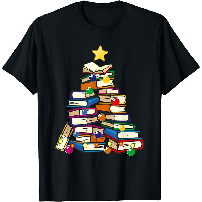Merry Christmas Tree Shirt Love Reading Books Librarian Nerd Merry Christmas Tree Shirt Love Reading Books Librarian Nerd