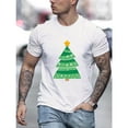 thumbnail image 1 of Christmas Tree Graphic Tees for Men, Causal Short Sleeve T-Shirt, Holiday Print Top，Crew neck，Funny，cotton，white，S-5XL, 1 of 4