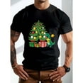 thumbnail image 1 of Christmas Tree Tee Mens Summer Graphic Print T Shirt Casual Short Sleeve Comfort Top Cotton Black S-5XL, 1 of 5