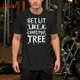 thumbnail image 1 of Christmas Tree Tee T Shirt Graphic Tops Get Lit Like a Christmas Holiday Design Short Sleeve Round Neck Black S-5XL, 1 of 5